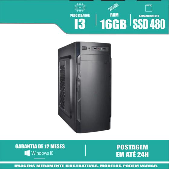 Imagem de Computador Core i3 16gb Ram DDR3 SSd 480gb Windows 10 Pro Original 