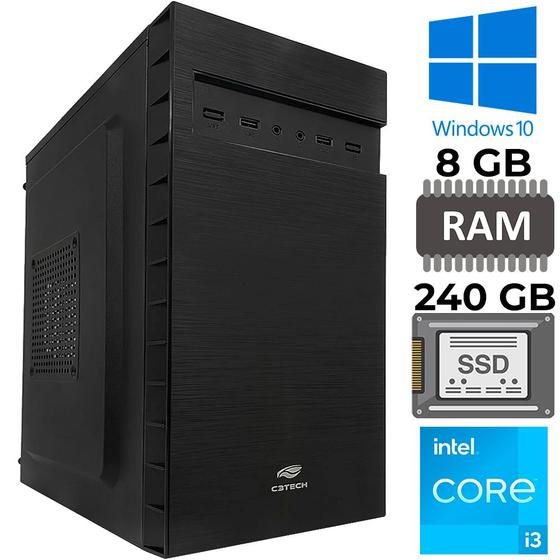 Imagem de Computador Core i3-2120, Memória RAM 8GB, SSD 240GB, GT-H61 Com Slot M2, Rede Gigabit, MT-32BK, Windows