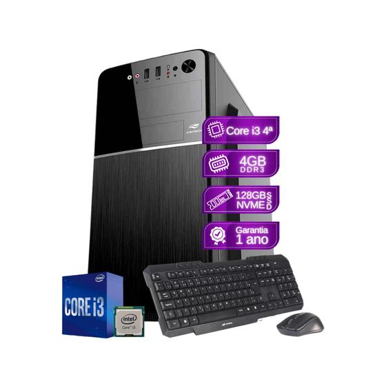 Imagem de Computador Core i3 4 4130 Ger 4gb ssd 128gb nvme kit teclado e mouse - PC Master