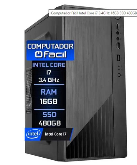 Computador - CPU - Desktop - Intel Core i7 3.4GHz 16GB SSD 480GB - Windows 10 Menor preço em Computador - CPU - Desktop - Intel Core i7 3.4GHz 16GB SSD 480GB - Windows 10