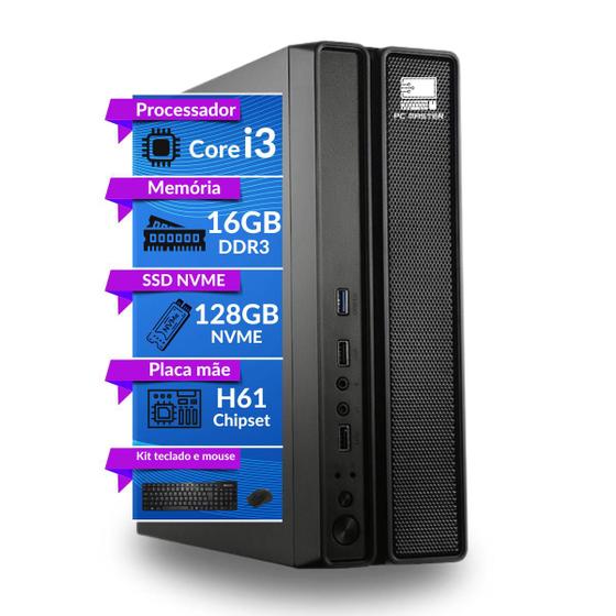 Imagem de Computador Cpu Slim Core i3 3.0ghz 16gb 128gb ssd  nvme - PC Master