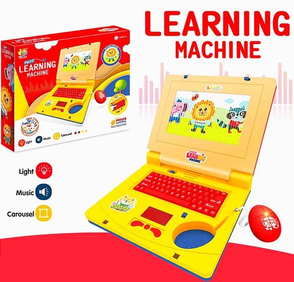 Imagem de Computador De Brinquedo Laptop Educativo Notebook Infantil Eletrônico Com Som e Luzes