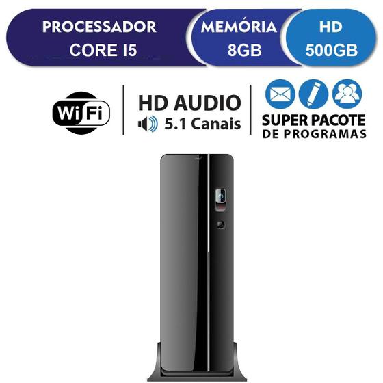 Imagem de Computador Desktop Intel Core i5 3.40Ghz 8GB HD 500GB Wifi HDMI Full HD EasyPC SlimDesk