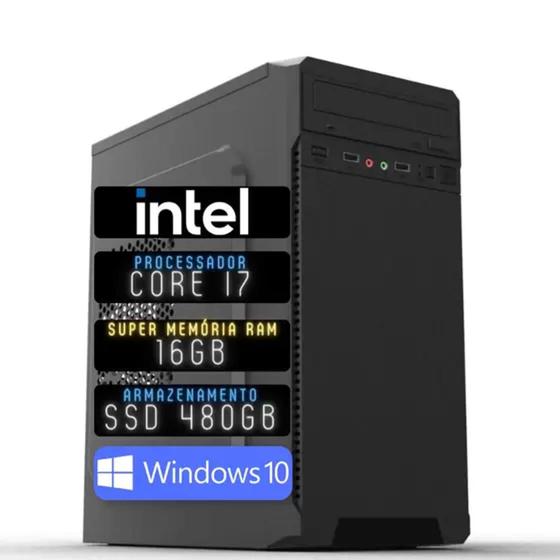 Computador Desktop Intel Core i7 16GB SSD 480GB Windows Menor preço em Computador Desktop Intel Core i7 16GB SSD 480GB Windows