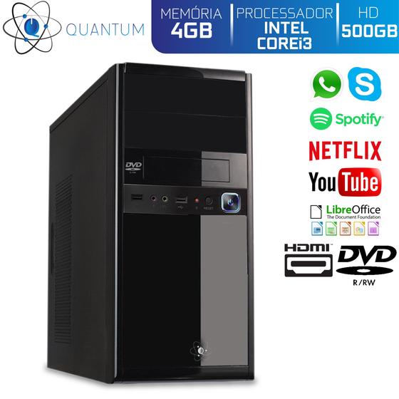 Imagem de Computador Desktop Quantum Expert QE31002D Intel Core i3 3GHZ 4GB HD 500GB DVD-RW HDMI Full HD