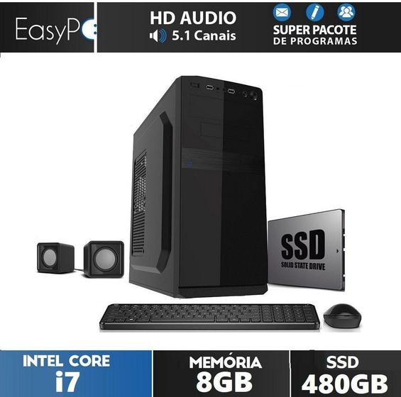 Imagem de Computador EasyPC Powered by Intel Core i7 8GB SSD 480GB Saída HDMI 