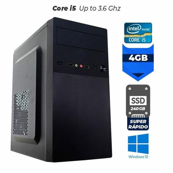 Imagem de Computador Elo Intel Core i5 3,6Ghz 4GB Ram Hd SSD 240GB Super rápido Windows 10 e pacote de Programas
