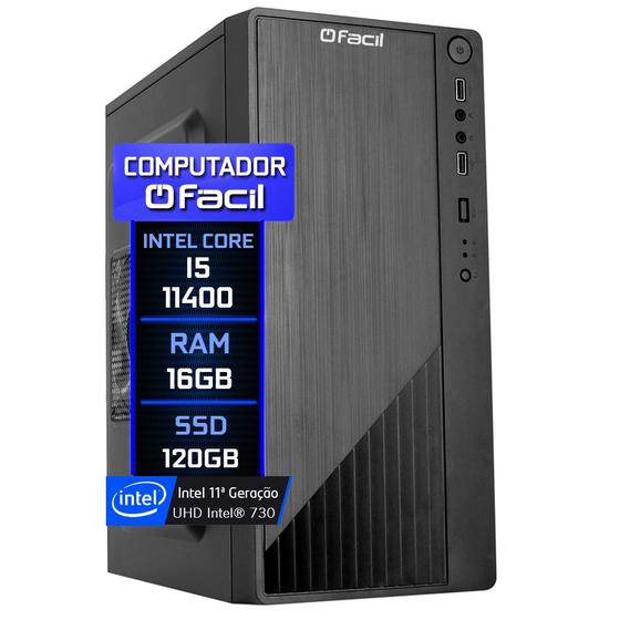 Imagem de Computador Fácil Intel Core i5 11400 (11ª Geração) 16GB DDR4 SSD 120GB