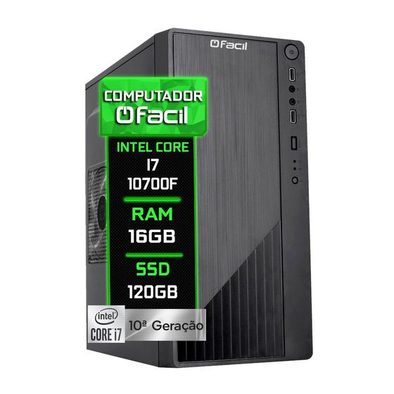 Imagem de Computador Fácil Intel Core i7 10700F (10ª Geração) 16GB DDR4 Geforce Nvidia SSD 120GB