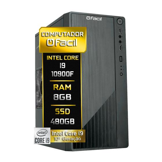Imagem de Computador Fácil Intel Core i9 10900F (10ª Geração) 8GB DDR4 Geforce Nvidia SSD 480GB