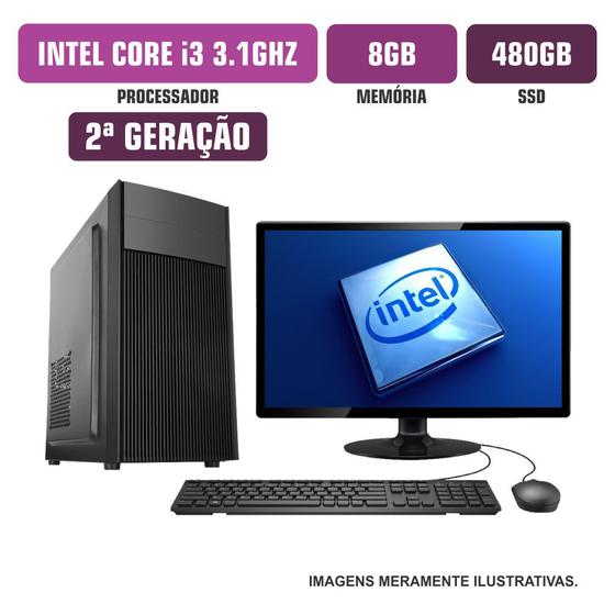 Imagem de Computador Flex Computer Intel Core I3-2100 8GB SSD 480Gb Com Kit e DVDRW Monitor 19"