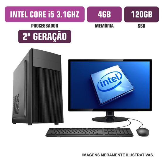 Imagem de Computador Flex Computer Intel Core I5-2400S 4GB SSD 120Gb Com Kit e DVDRW Monitor 15"