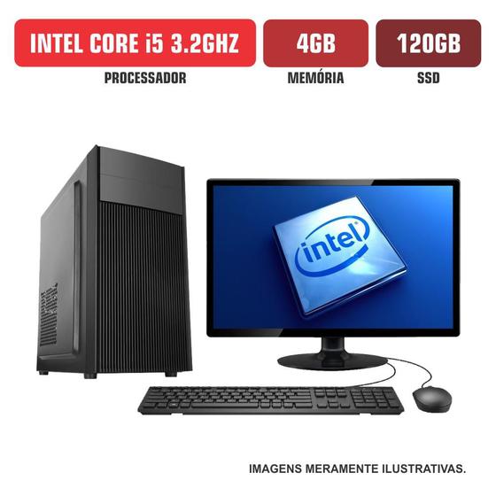 Imagem de Computador Flex Computer Intel Core i5 4GB SSD 120Gb Com Kit e DVDRW Monitor 17" Windows 10