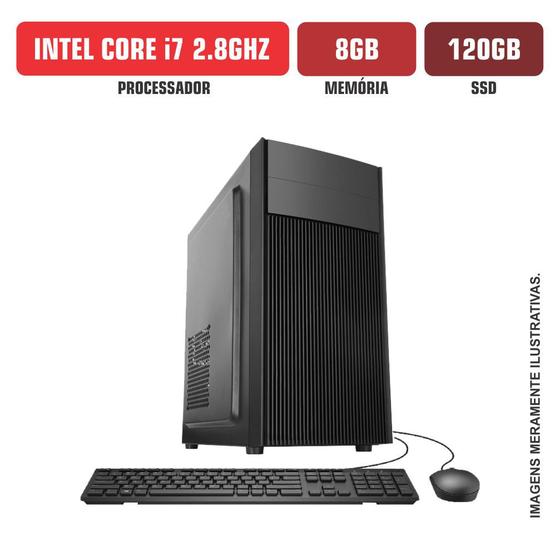 Imagem de Computador Flex Computer Intel Core i7 8GB SSD 120Gb Com Kit e DVDRW Windows 10