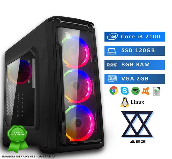 Imagem de Computador Gamer AEZ Intel Core i3, 8GB, SSD 120GB, VGA 2GB, Linux