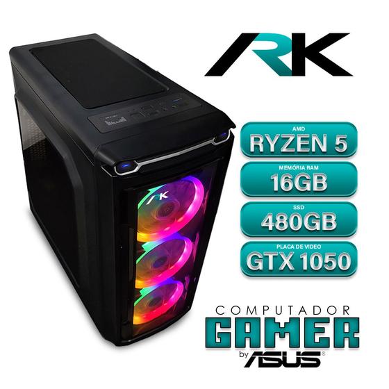 Imagem de Computador Gamer AMD Ryzen 5 1600 By Asus 16GB SSD 480GB Vídeo GTX 1050 4GB Windows 10 - ARK