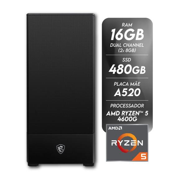 Computador Gamer AMD Ryzen 5 4600G 16GB (2x8GB) SSD 480GB Radeon Vega 7 CertoX Stream 1046 Menor preço em Computador Gamer AMD Ryzen 5 4600G 16GB (2x8GB) SSD 480GB Radeon Vega 7 CertoX Stream 1046