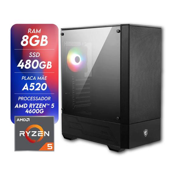 Imagem de Computador Gamer AMD Ryzen 5 4600G 8GB SSD 480GB Radeon Vega 7 CertoX Stream 1045