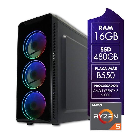 Imagem de Computador Gamer AMD Ryzen 5 5600G 16GB SSD 480GB Radeon Vega 7 CertoX Stream 1037