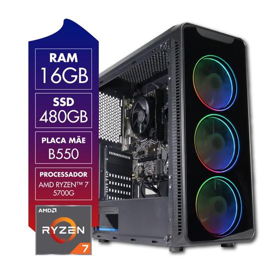 Imagem de Computador Gamer AMD Ryzen 7 5700G 16GB SSD 480GB Radeon Vega 8 CertoX Stream 1039