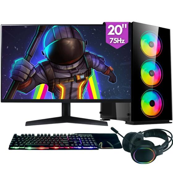 Imagem de Computador Gamer completo 2Eletro RGB, Intel Core i5, 16GB RAM, SSD 256GB, Fonte 500W, Monitor 20" 75Hz, Kit Gamer completo - PG2E-1010RG