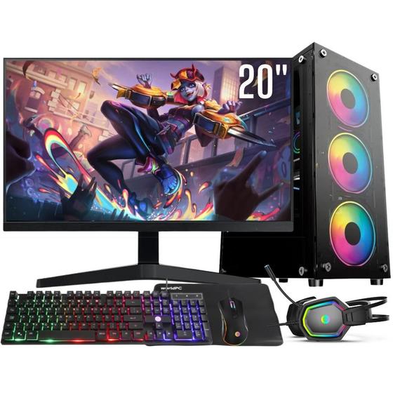 Imagem de Computador Gamer Completo Intel Core i5 8GB SSD 1TB Kit Gamer com Headset Monitor 20" Windows 10 3green Flash