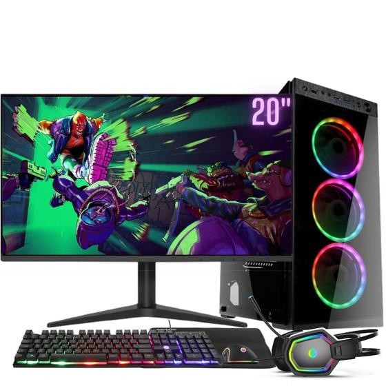 Computador Gamer Completo RGB Intel Core i7 8GB SSD 480GB Kit Gamer com Headset Monitor 20" Windows 10 3green Premium Menor preço em Computador Gamer Completo RGB Intel Core i7 8GB SSD 480GB Kit Gamer com Headset Monitor 20" Windows 10 3green Premium
