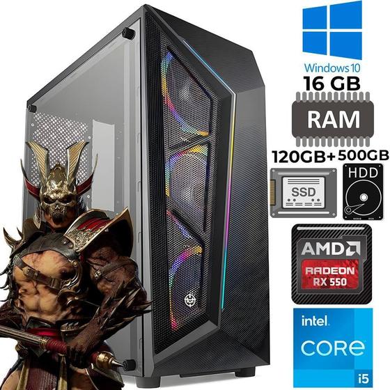 Imagem de Computador Gamer I5-3470, 120Gb Ssd+500Gb Hd,Ram 16Gb,Rx 550