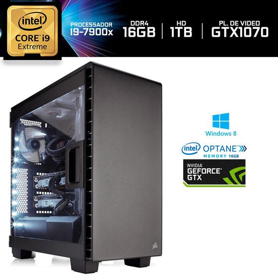 Imagem de Computador Gamer Neologic Extreme Intel I9 7900X Gtx1070 16Gb 1Tb Optane 16Gb Win 8 Nli80111