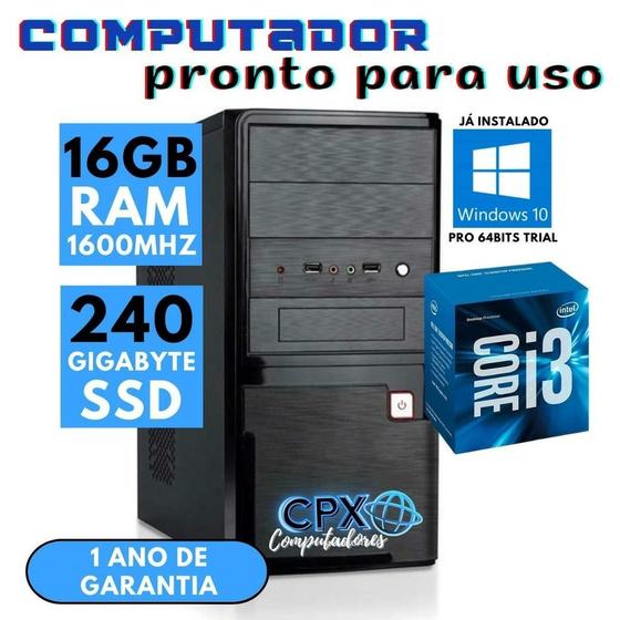 Imagem de Computador Intel Core i3 4150, 16GB RAM, SSD 240GB, Windows 10 Pro trial.