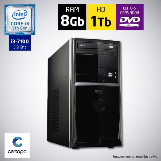 Imagem de Computador Intel Core i3 7ª Geração 8GB HD 1TB DVD Certo PC SMART 029