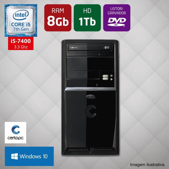 Imagem de Computador Intel Core i5 7ª Geração 8GB HD 1TB DVD Windows 10 PRO Certo PC SELECT 045