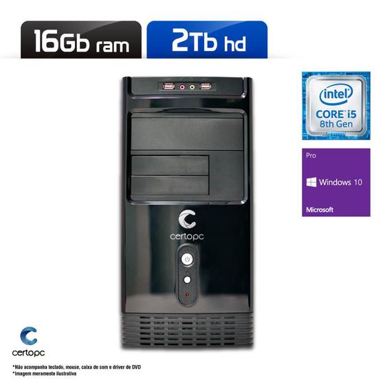 Imagem de Computador Intel Core i5 8ª Geração 16GB HD 2TB Windows 10 PRO Certo PC Select 1033