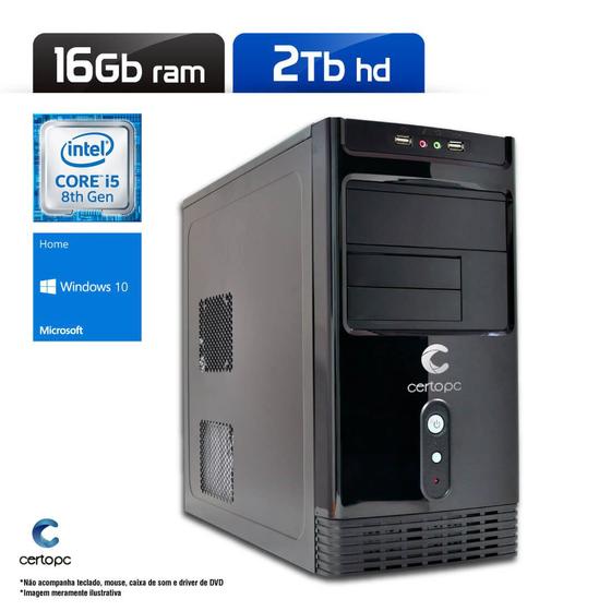 Imagem de Computador Intel Core i5 8ª Geração 16GB HD 2TB Windows 10 SL Certo PC Select 1032