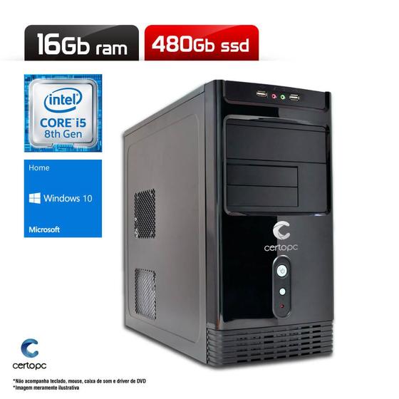 Imagem de Computador Intel Core i5 8ª Geração 16GB SSD 480GB Windows 10 SL Certo PC Select 1056