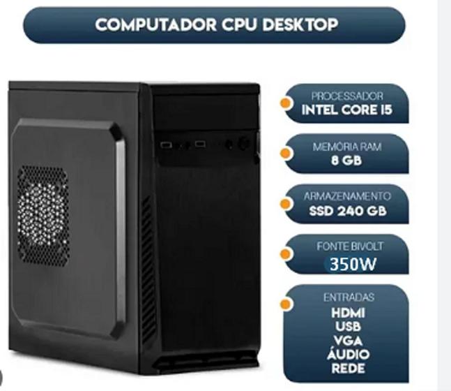 Imagem de Computador - Intel Core I5- Quad Core, 8GB, SSD 240GB, 350W, GAB - WINDOWS 10 PRO