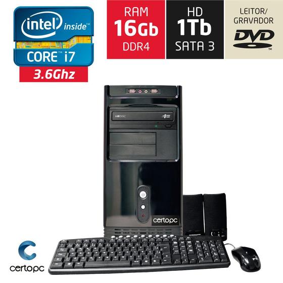 Imagem de Computador Intel Core i7 16GB HD 1TB DVD Certo PC Desempenho 919