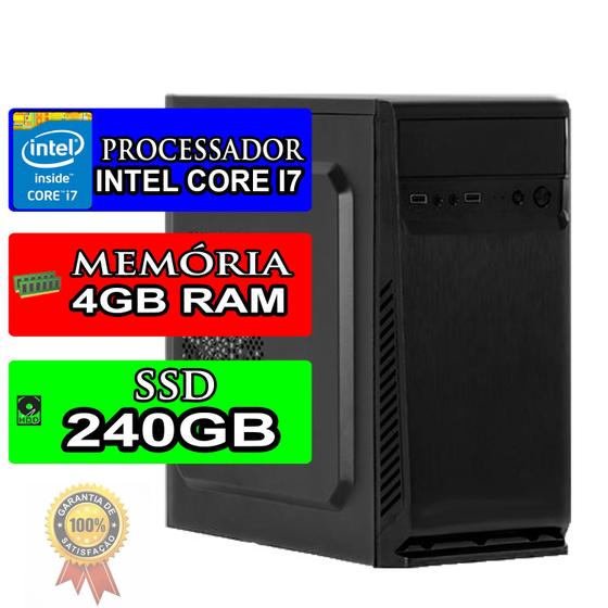 Computador Intel Core i7 4GB ssd 240GB Cpu Desktop Menor preço em Computador Intel Core i7 4GB ssd 240GB Cpu Desktop