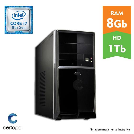 Imagem de Computador Intel Core i7 8 Geração 8GB HD 1TB Certo PC Desempenho 1007