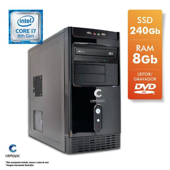 Imagem de Computador Intel Core i7 8700 3.2GHz 8GB SSD 240GB DVD Certo PC Desempenho 1043