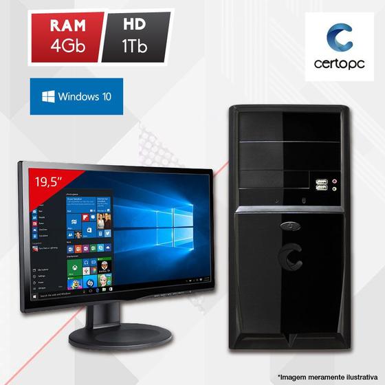 Imagem de Computador + Monitor 19” Intel Dual Core 2.41GHz 4GB HD 1TB Windows 10 SL Certo PC Fit 1042