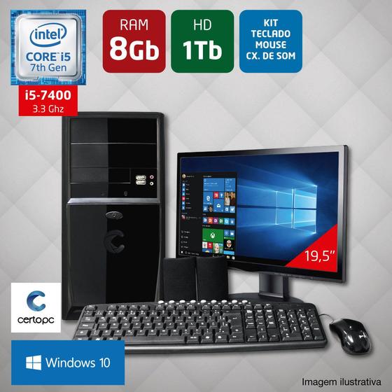 Imagem de Computador + Monitor 19,5 Intel Core i5 7ª Geração 8GB HD 1TB Windows 10 Certo PC SELECT 041