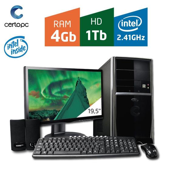 Imagem de Computador + Monitor 19,5'' Intel Dual Core 2.41GHz 4GB HD 1TB Certo PC FIT 043