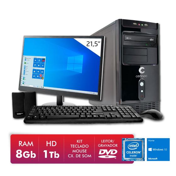 Imagem de Computador + Monitor 21,5'' Intel Dual Core 2.41GHz 8GB HD 1TB DVD Windows 10 SL Certo PC FIT 1121