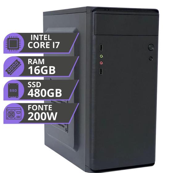 Imagem de Computador MRP Informática Processador Intel Core I7 3.4ghz SSD 480gb Memória 16gb Fonte 200W Windows 10