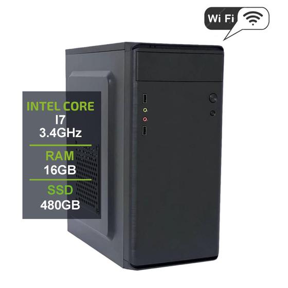 Imagem de Computador MRP Informática Processador Intel Core I7 3.4ghz SSD 480gb Memória 16gb Placa Vídeo GT730 Fonte 500W Windows 10