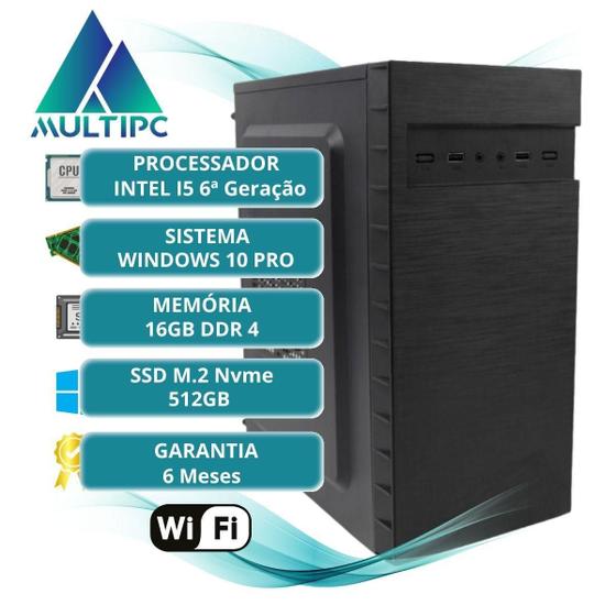 Imagem de Computador Multipc i5 6ª Geração 16GB SSD 512GB Wi-Fi Win10 Pro