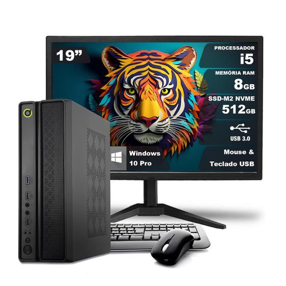 Imagem de Computador On SLIM Completo i5 8GB 512GB NVMe Windows 10 Monitor 19