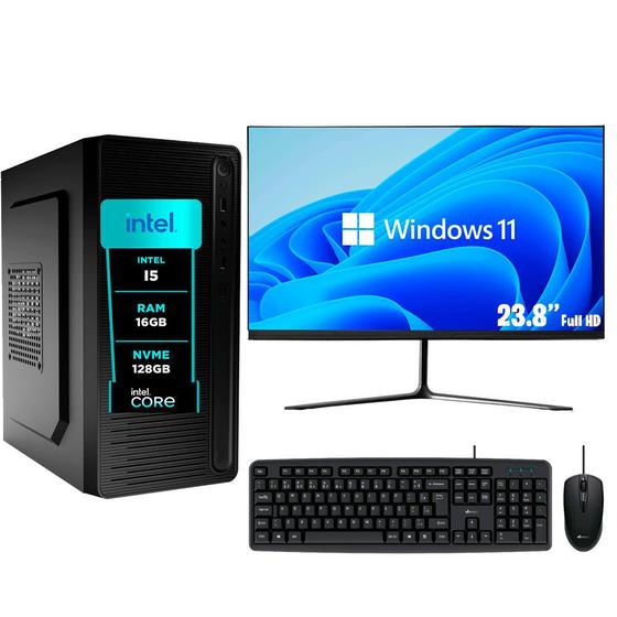 Imagem de Computador Pc Completo eFacini, Intel Core i5, 16GB, Windows 11 Pro, Monitor 24 Polegadas, Ssd