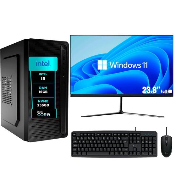 Imagem de Computador Pc Completo eFacini, Intel Core i5, 16GB, Windows 11 Pro, Monitor 24 Polegadas, Ssd